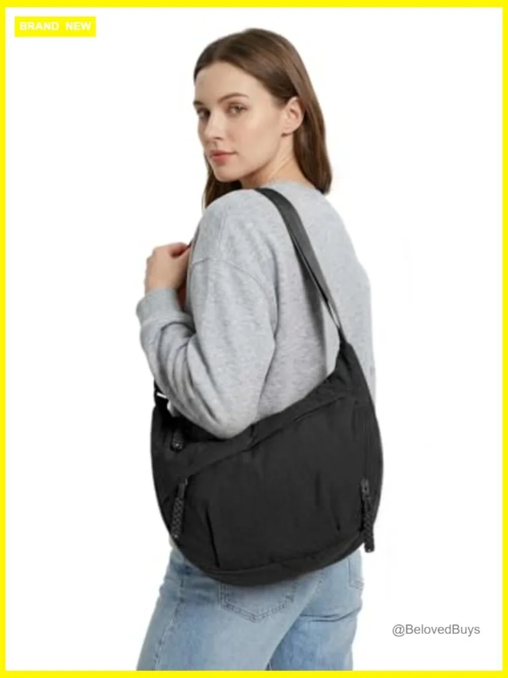 Canvas Hobo Tote Bag Crossbody with Zipper Pockets Large Capacity Work Travel
